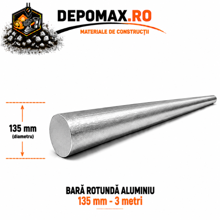 Bara rotunda aluminiu 135 mm, 3 metri, EN AW-6082